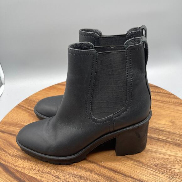 Vince Henderson Boots Womens Size 7 M Black Leather Block Heel Bootie Casual - Picture 3 of 10